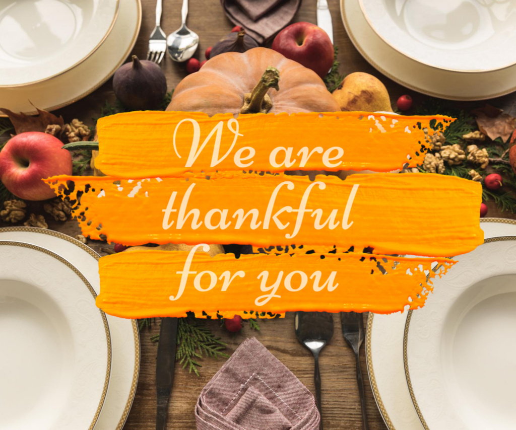 Thankful Phrase with Festive Thanksgiving Dinner Medium Rectangle Πρότυπο σχεδίασης