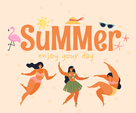 Summer Day with Dancing Girls Facebook Design Template