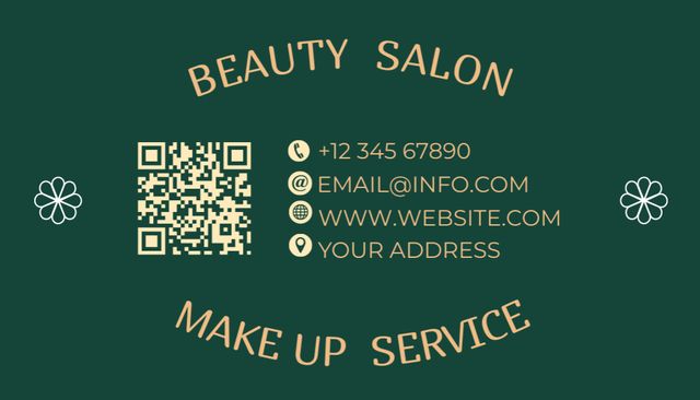 Ontwerpsjabloon van Business Card US van Makeup Services Ad on Green