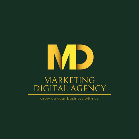 Agência de marketing digital elegante com slogan em verde Animated Logo Modelo de Design