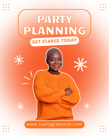 Party Planning with Stylish African American Woman Instagram Post Vertical Design Template