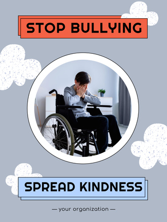 Awareness of Stop Bullying with Crying Boy on Wheelchair Poster 36x48inデザインテンプレート