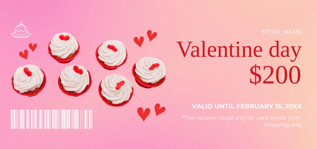 Modèle de visuel Offer Prices for Cupcakes for Valentine's Day Holiday - Coupon Din Large