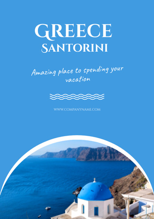Travel Tour to Santorini Postcard A5 Vertical Design Template