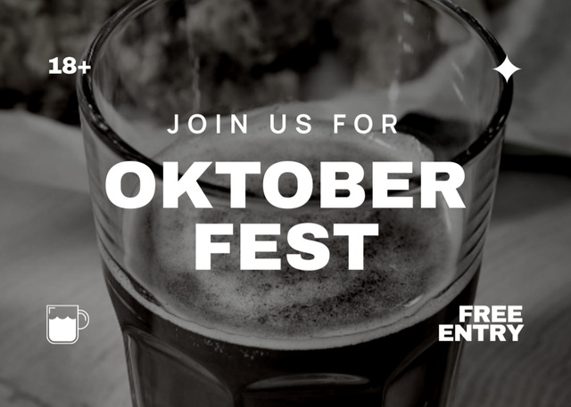 Modèle de visuel Oktoberfest Welcoming Ad with Beer in Glass - Flyer 5x7in Horizontal