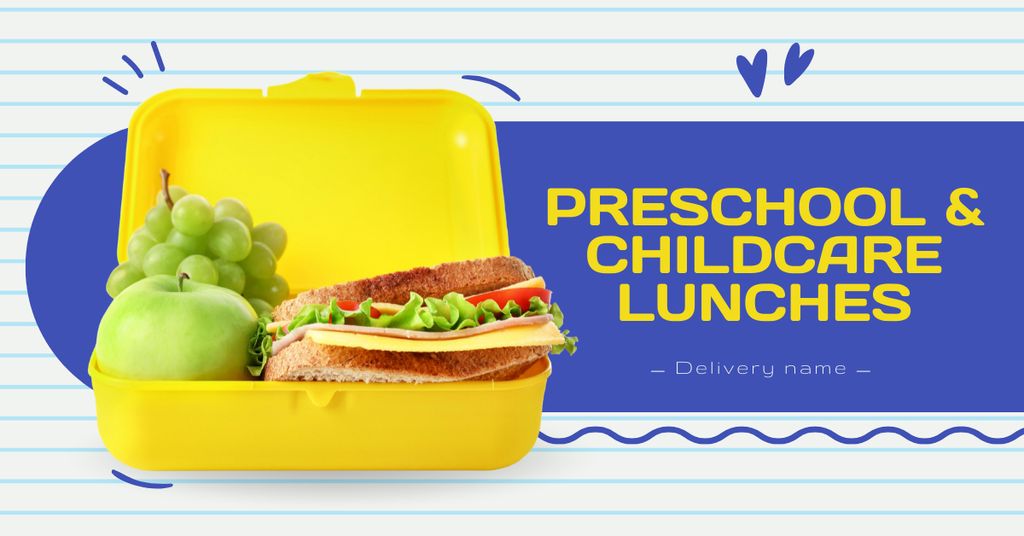 Ontwerpsjabloon van Facebook AD van Pre-School Lunches With Fruits And Sandwiches Offer