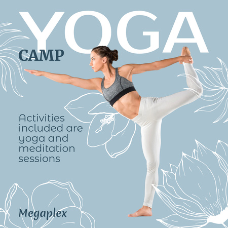 Yoga Camp Ad with Woman Instagram Design Template