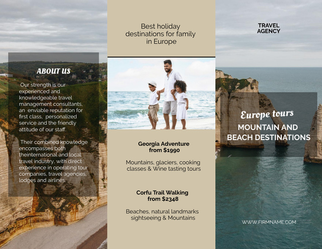 Travel Tour Offer with Father and Children Brochure 8.5x11in Z-fold Design Template