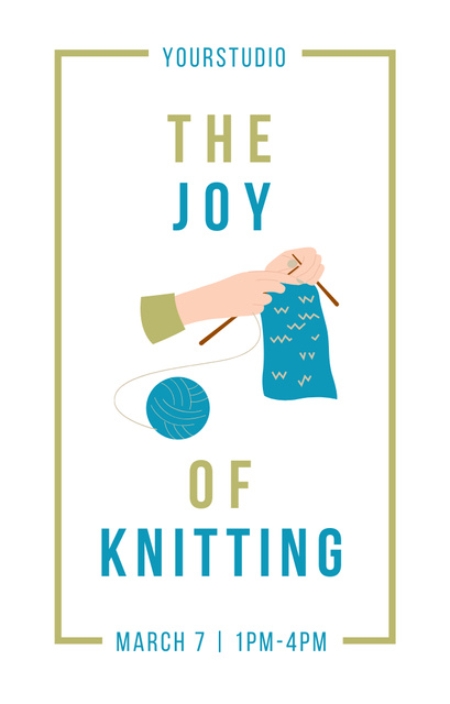 Knitting Event Announcement With Illustration Invitation 4.6x7.2in – шаблон для дизайна
