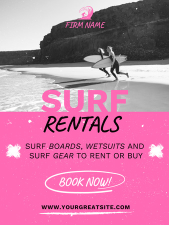 Designvorlage Surf Rentals Ad für Poster US