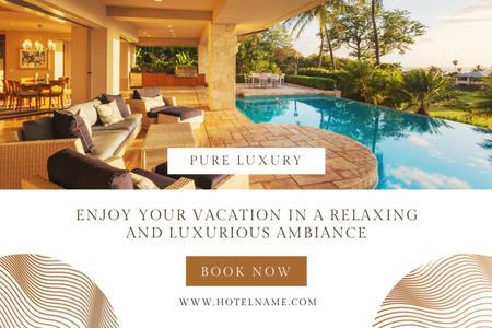 Luxury Hotel Ad Postcard 4x6in Design Template