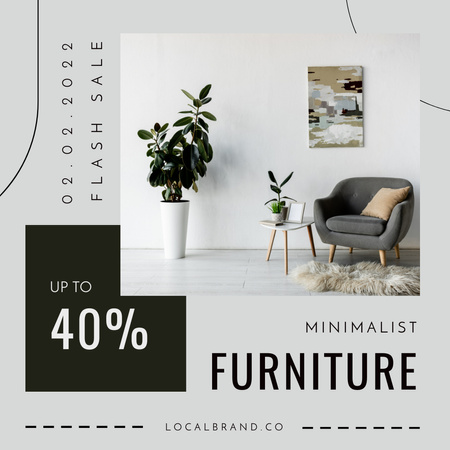 Designvorlage Minimalist Home Furniture Discount für Instagram