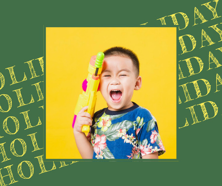 Cute Crying Child holding Water Gun Facebook Design Template