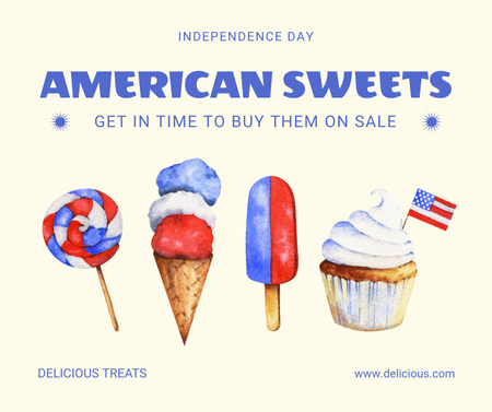 Ontwerpsjabloon van Facebook van USA Independence Day Desserts Offer