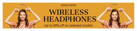 Ontwerpsjabloon van Ebay Store Billboard van Verkoopaanbieding van draadloze hoofdtelefoons