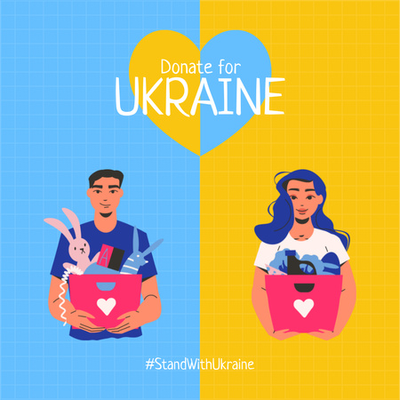 Template di design I volontari forniscono aiuti umanitari all'Ucraina Instagram