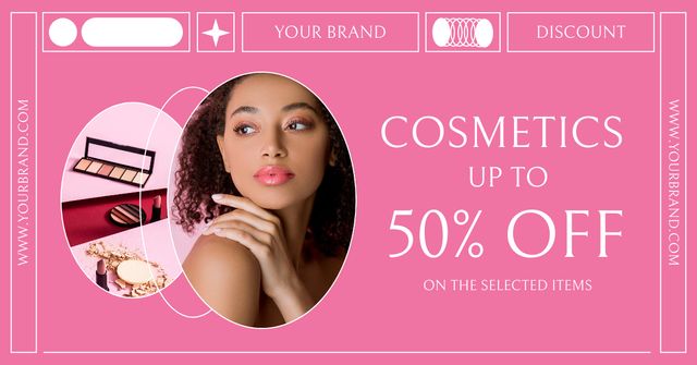 Discount on Modern Makeup Products Facebook AD Design Template