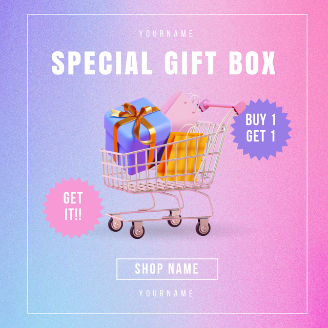 Ontwerpsjabloon van Instagram van Special Gift Box Shopping
