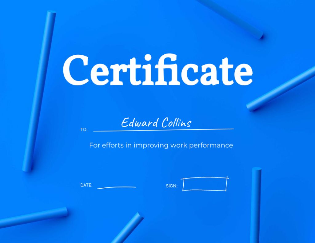Ontwerpsjabloon van Certificate van Improving Work Performance Award