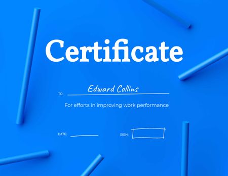Improving Work Performance Award Certificate Tasarım Şablonu
