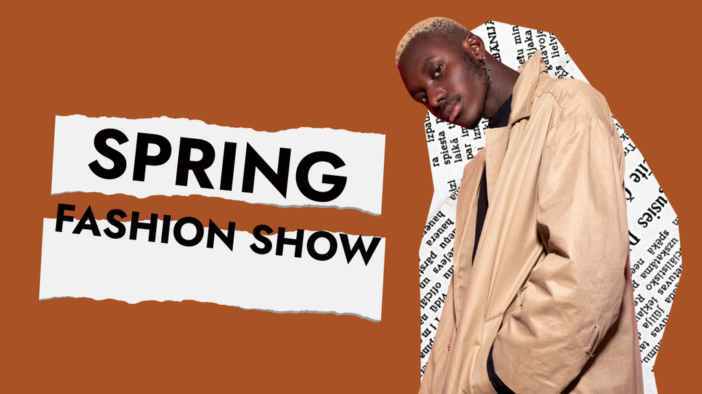 Spring Fashion Show with Stylish African American Man Youtube Thumbnail Design Template
