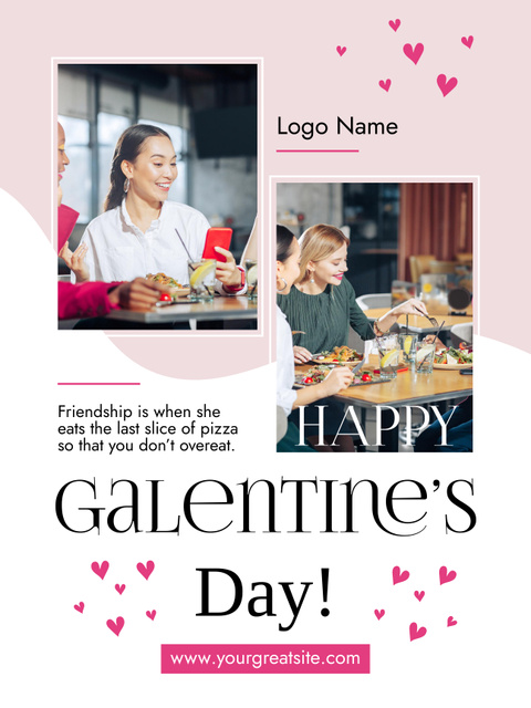 Friends on Galentine's Day Breakfast Poster USデザインテンプレート