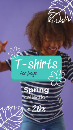 Striped T-shirt For Boys In Spring Collection Offer TikTok Video Design Template