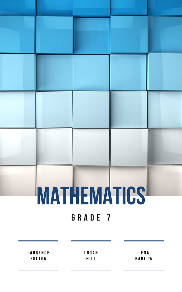 Mathematics Lessons Cubes in Blue Gradient Color Book Cover Modelo de Design