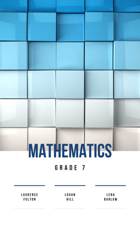 Mathematics Lessons with Cubes in Blue Gradient Color Book Cover Tasarım Şablonu