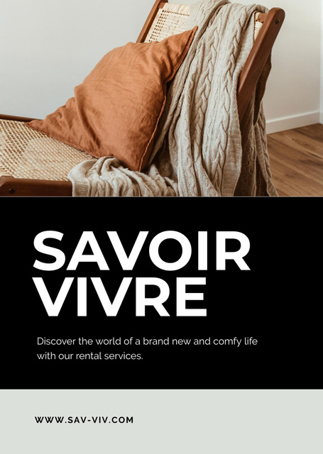 Ontwerpsjabloon van Flyer A6 van Rental Services Offer with Armchair and Blanket