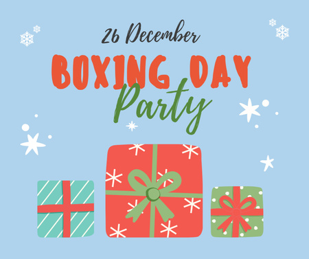 Winter Party Announcement with Gifts Facebook Design Template