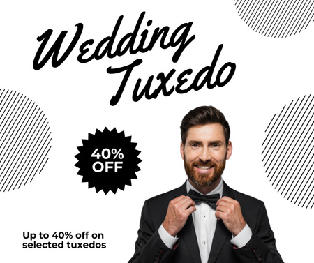 Wedding Tuxedos & Suits for Men Facebook Design Template