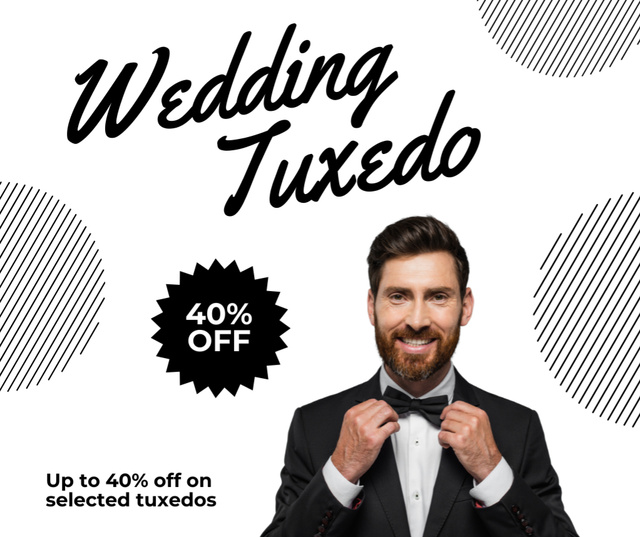 Plantilla de diseño de Wedding Tuxedos & Suits for Men Facebook 