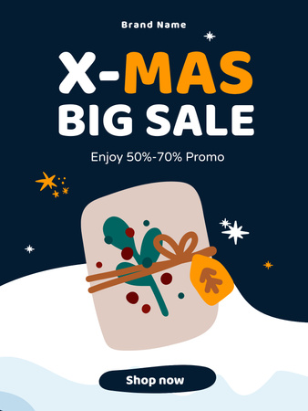 X-mas Big Sale on Blue Poster US Design Template