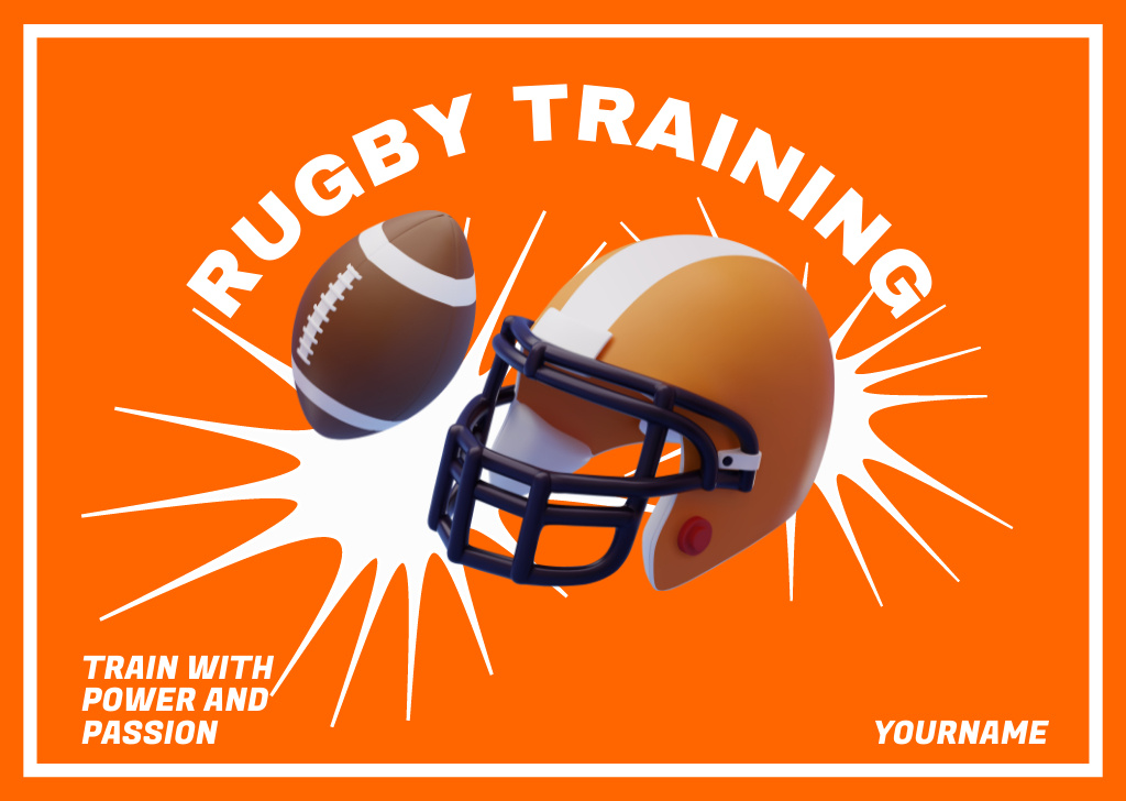 Rugby Training Classes Orange Postcard Tasarım Şablonu