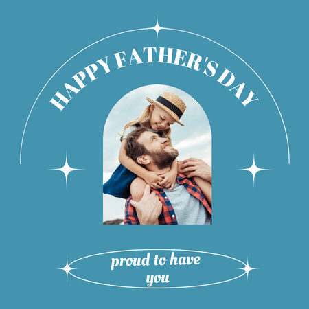 Happy Father's Day Greeting Card with Daughter and Dad Instagram Design Template