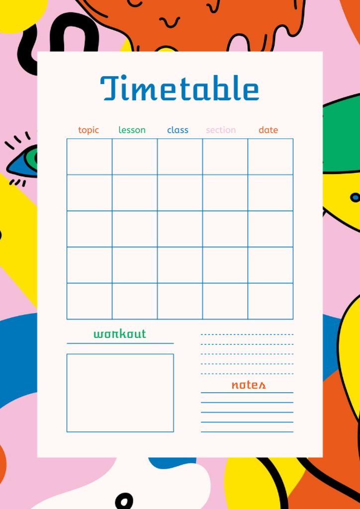 Platilla de diseño Lessons Timetable with Bright Abstract Pattern Schedule Planner