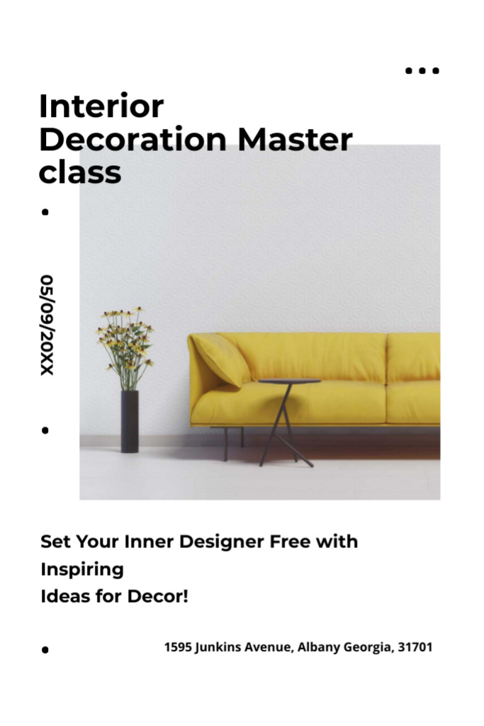 Interior decoration masterclass with Sofa in yellow Invitation 6x9in Design Template