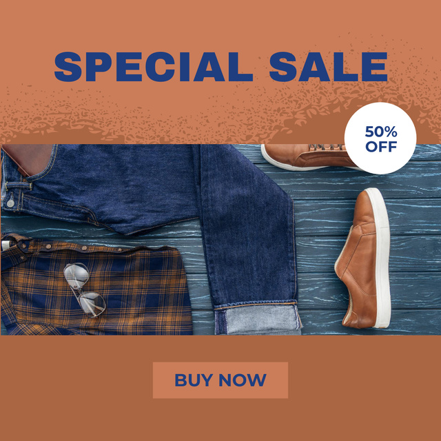 Fashion Sale Announcement with Male Outfit Instagram Design Template