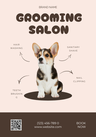 Animals Grooming Salon Services Poster Design Template