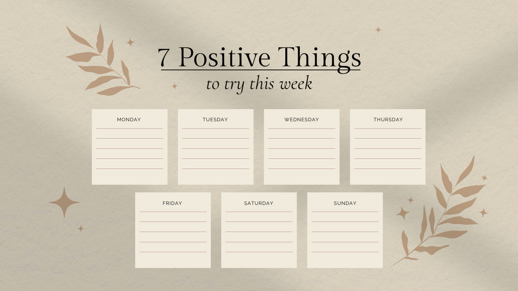 List of Positive Things to try Mind Map Šablona návrhu