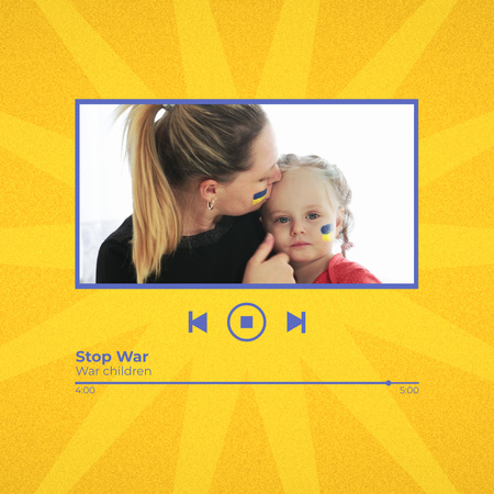 Ukrainian Mom with Child during War Animated Post Design Template