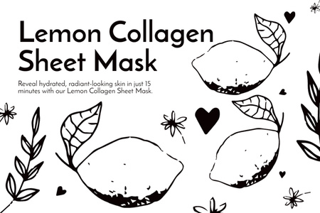 Lemon and Collagen Sheet Mask Label Design Template