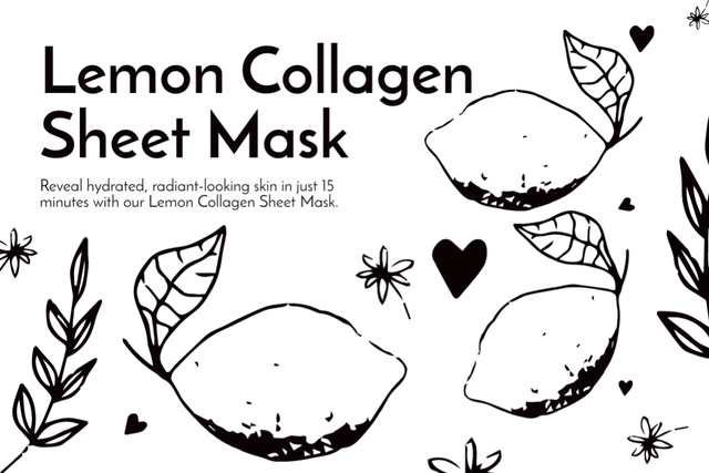 Lemon and Collagen Sheet Mask Label Tasarım Şablonu