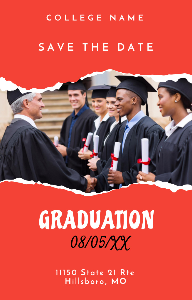 Template di design Announcement of Graduation With Happy Students Invitation 4.6x7.2in