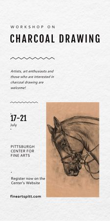 Ontwerpsjabloon van Graphic van Aankondiging tekenworkshop met afbeelding paard