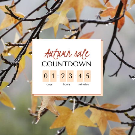 Autumn Sale Announcement with Drops on Branch Animated Post Design Template