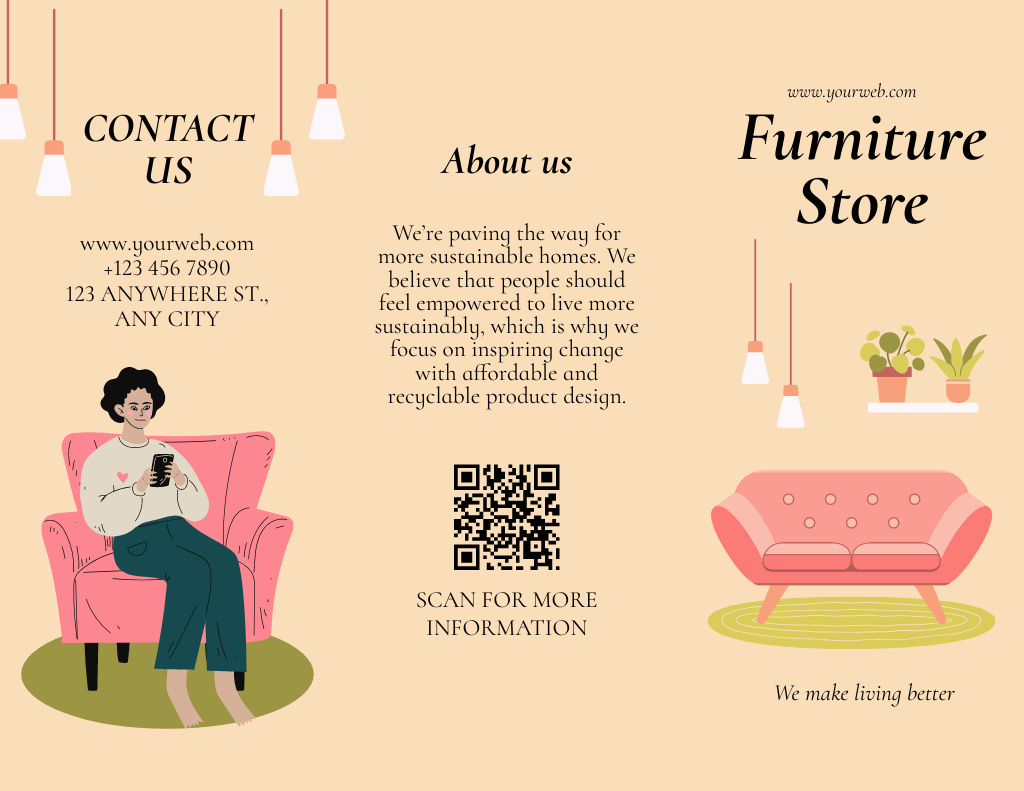 Announcement of Sale of Modern Furniture Brochure 8.5x11inデザインテンプレート