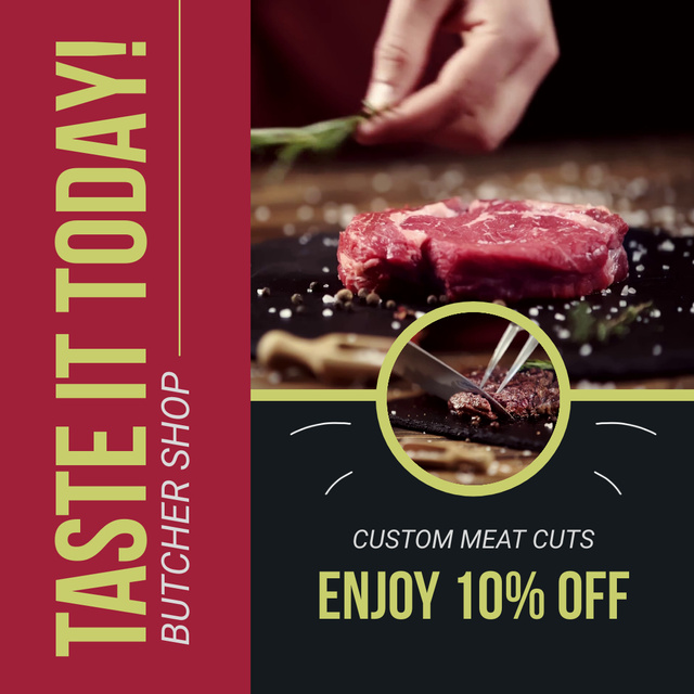 Template di design Enjoy Delicious Meat from Local Shop Animated Post
