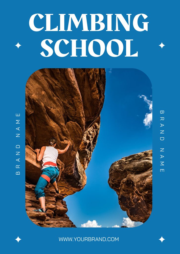Experienced Climbing Courses Offer At School In Blue Postcard A6 Vertical Modelo de Design